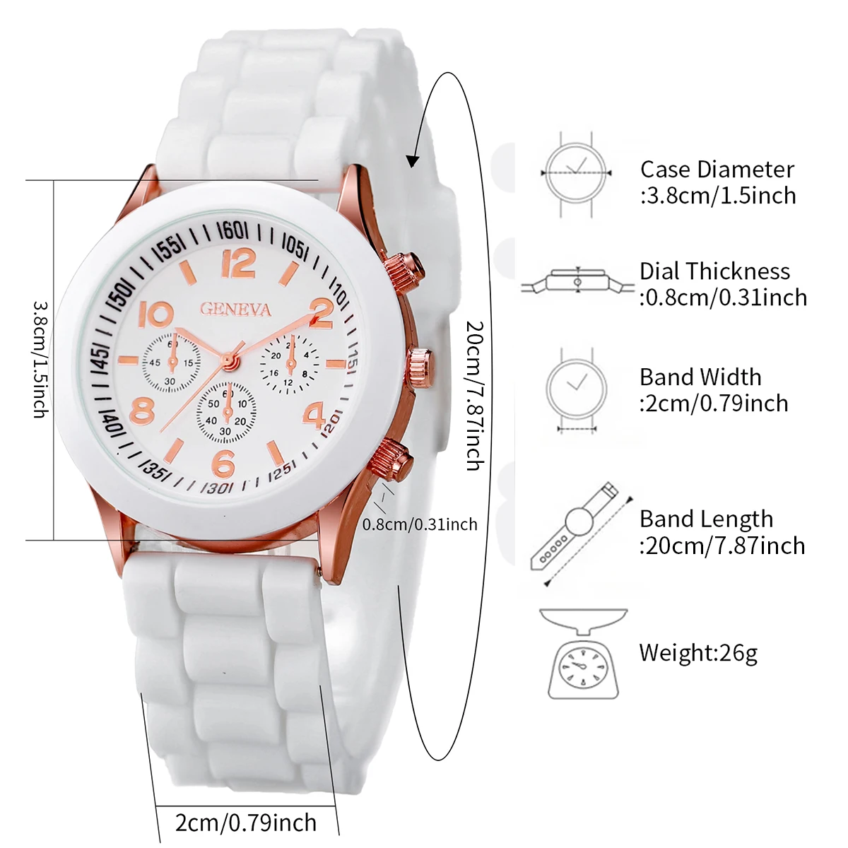 5 piezas de relojes para mujer, conjunto de reloj de cuarzo analógico con banda de silicona a la moda (sin caja)