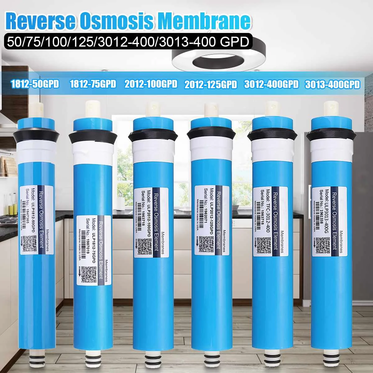Hogar cocina ósmosis inversa membrana RO reemplazo sistema de agua filtro purificador tratamiento de agua potable 50/75/100/125GPD