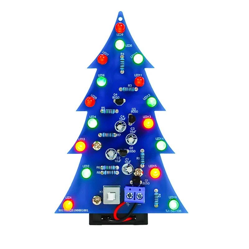 Kit de Soldadura para Prácticas con Placa de Circuito LED de Flujo de Color para Árbol de Navidad, Placa de Prácticas de Soldadura DIY para Enseñanza