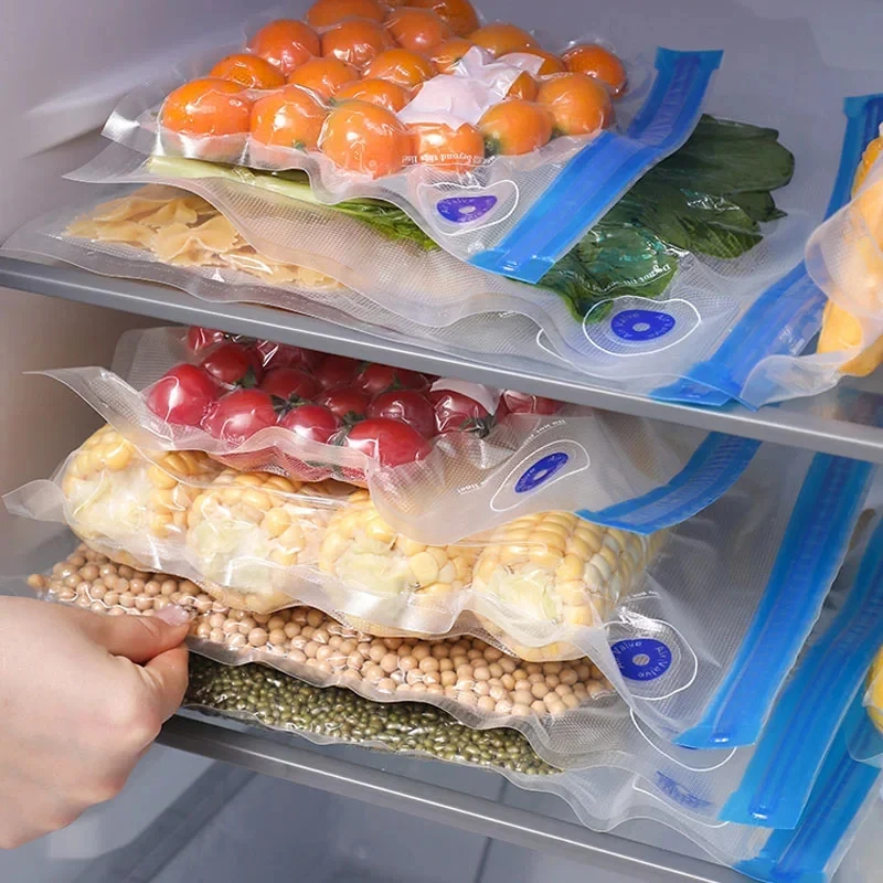Bolsas selladoras al vacío reutilizables, bolsa de almacenamiento de alimentos, bolsa selladora de alimentos para verduras al vacío para el hogar con Clips de sellado de bomba manual, 5/10 Uds.