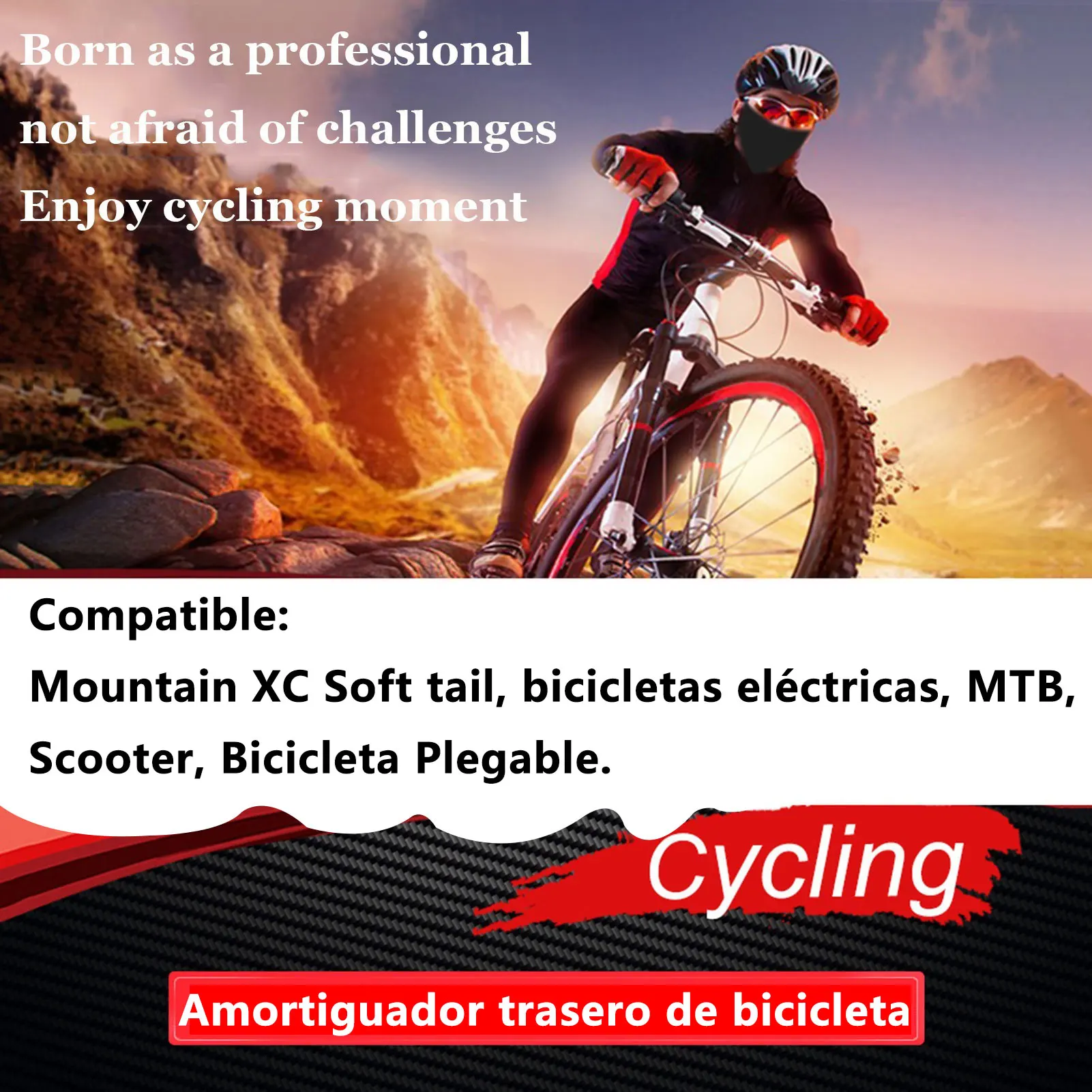 AttLvTu-amortiguador Trasero para Bicicleta de Montaña, Suspensión de Resorte de Bobina de 150mm, 165mm y 190mm, Para e-bike y Silla de Ruedas