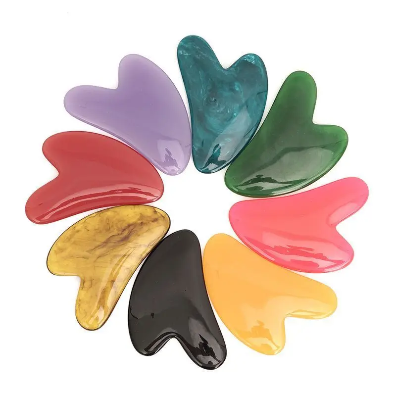 Tabla de Gua Sha de Resina, Raspador de Masaje Facial, Masajeador Facial en Forma de Corazón, Herramienta Portátil para el Cuidado de la Piel