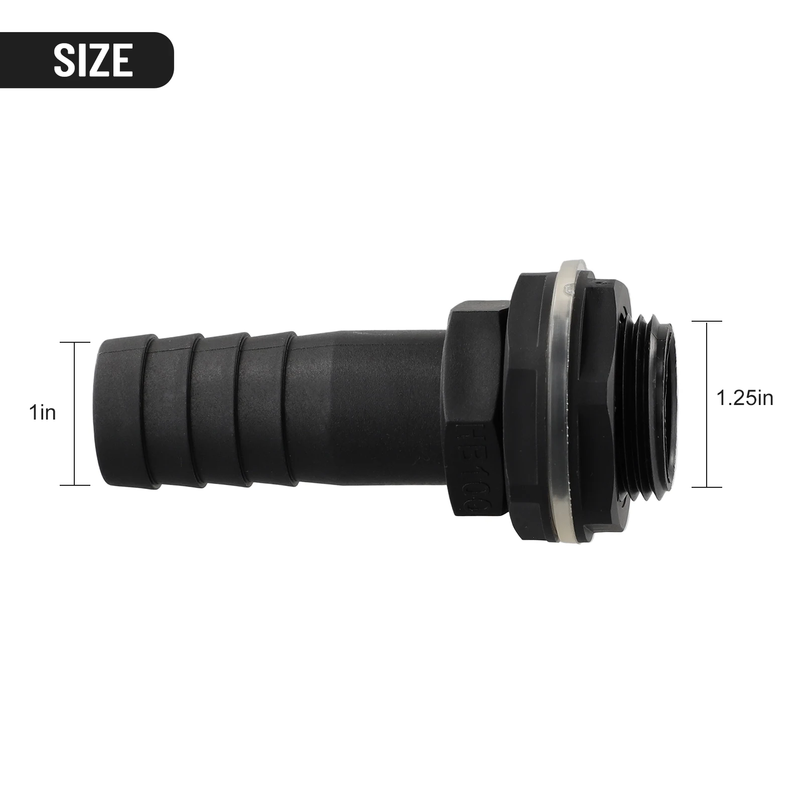 Conector de desbordamiento de tanque de agua de 1 pulgada con tuerca y arandela, se adapta a tubería de desbordamiento de 1 pulgada para tubería de jardín, sistema de riego por goteo