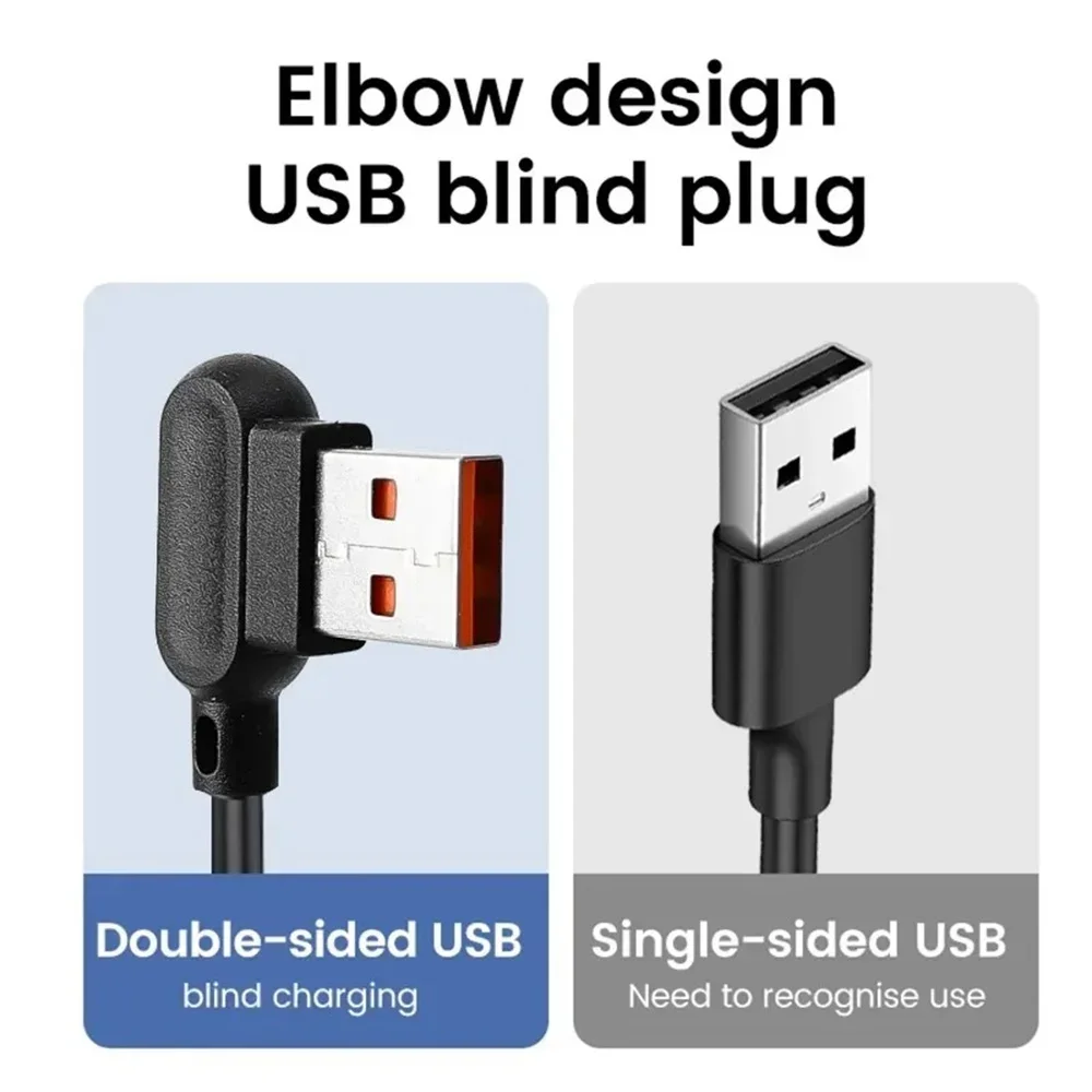 Cable de datos de resorte corto de carga rápida 6A, Cable de carga rápida de codo USB tipo C para Samsung, Huawei, Xiaomi, Cable de sincronización de cargador de teléfono