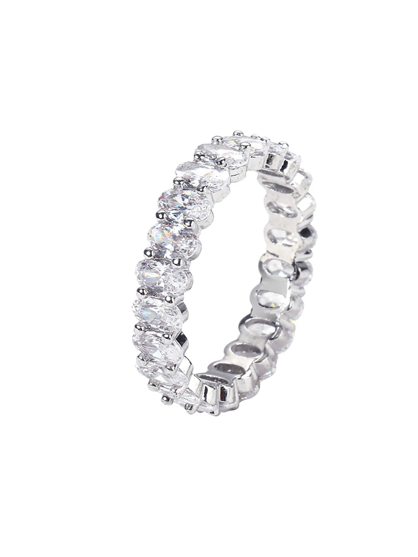 Anillo Ovalado de Plata de Ley 925 con Circonita, Clásico y Elegante, para Mujer, Compromiso, Boda, Joyería Fina de Lujo y Alta Calidad