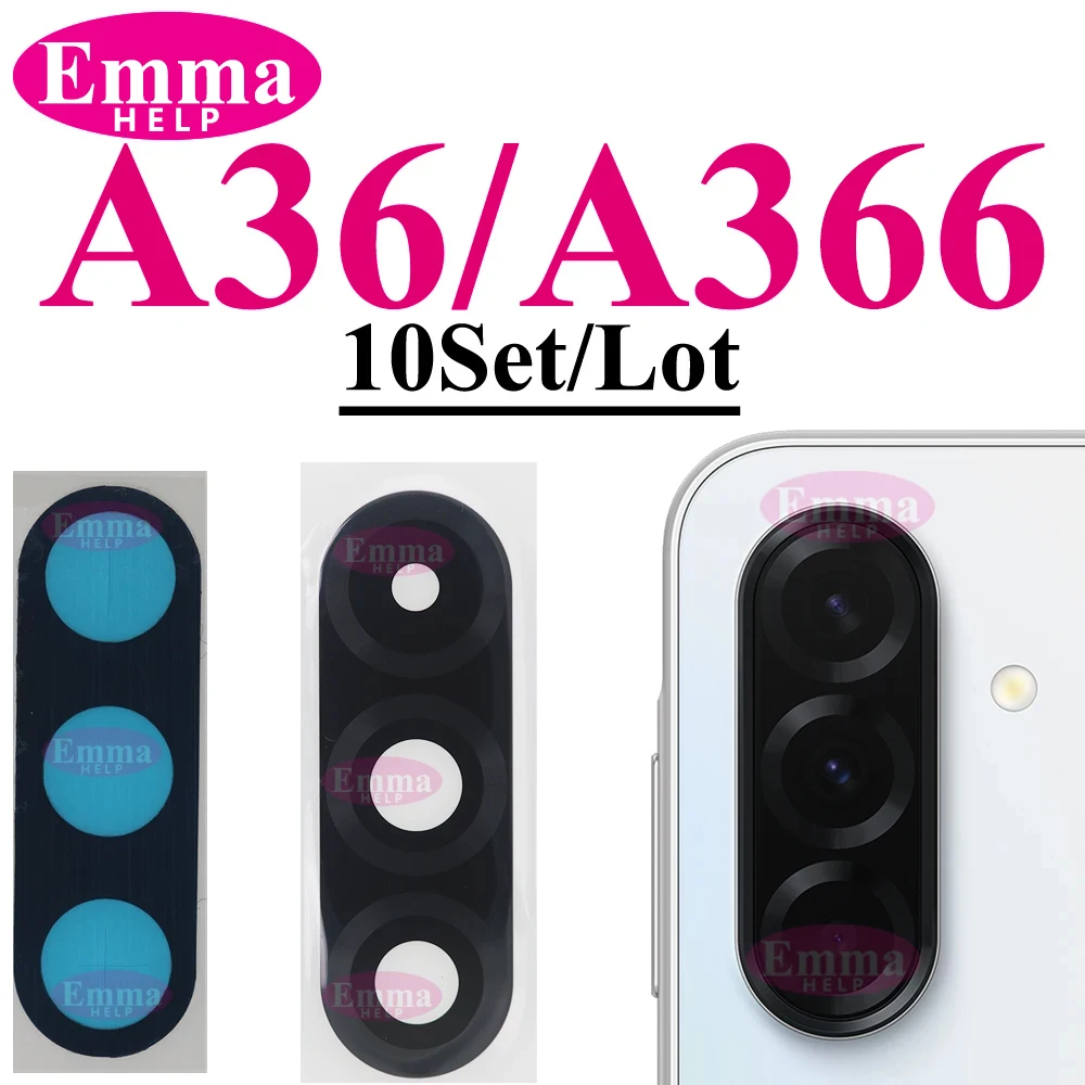 Lente de cristal de repuesto para cámara trasera Samsung A56 A07 A17 A06 A16 A26 A36 A52s A15 A55 A35 con adhesivo de pegamento para cristal de cámara