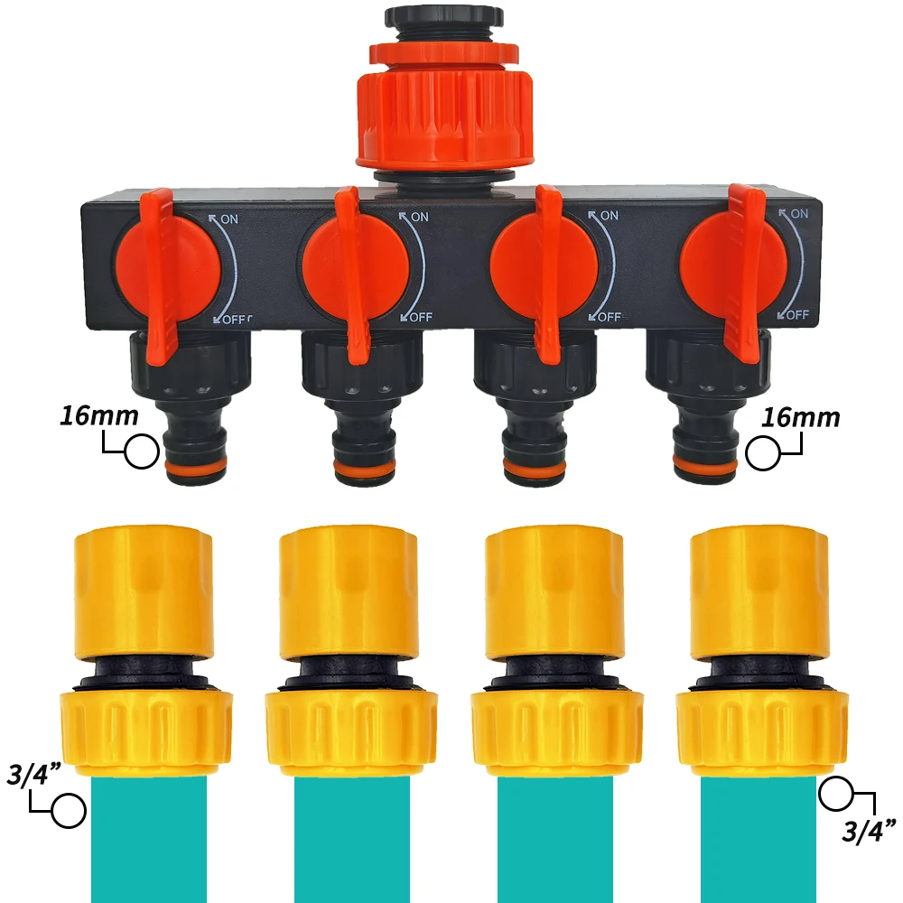 Conector de reparación de tuberías de manguera de jardín, conexión rápida para riego por goteo, invernadero, 3/4 y 1/2 pulgadas, 6 uds.