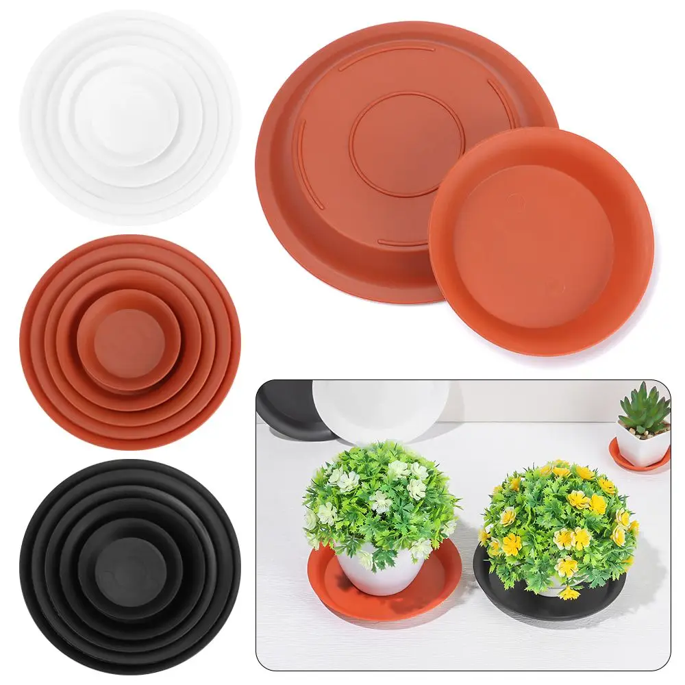 Maceta redonda para jardín, bandeja de plástico para interiores y exteriores, platillos para plantas, bandejas de goteo, 3 uds.