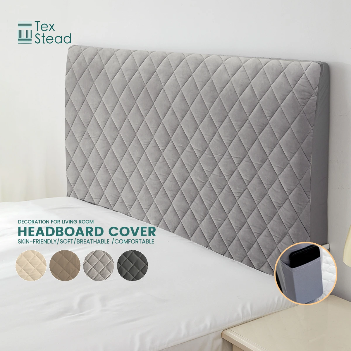 Cubierta gruesa para cabecera de cama, cubierta protectora contra el polvo, cubierta para cama de Color sólido súper suave, cubierta para cabeza de edredón