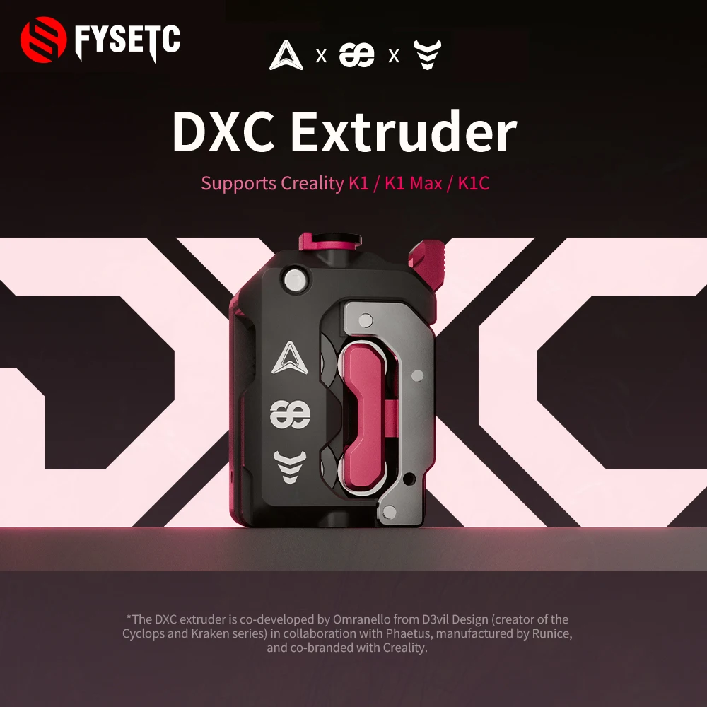 Kit de Extrusor FYSETC Phaetus DXC V1.1 Mejorado, Extrusión Estable y Alimentación Suave para Impresoras 3D Creality K1 K1C K1MAX