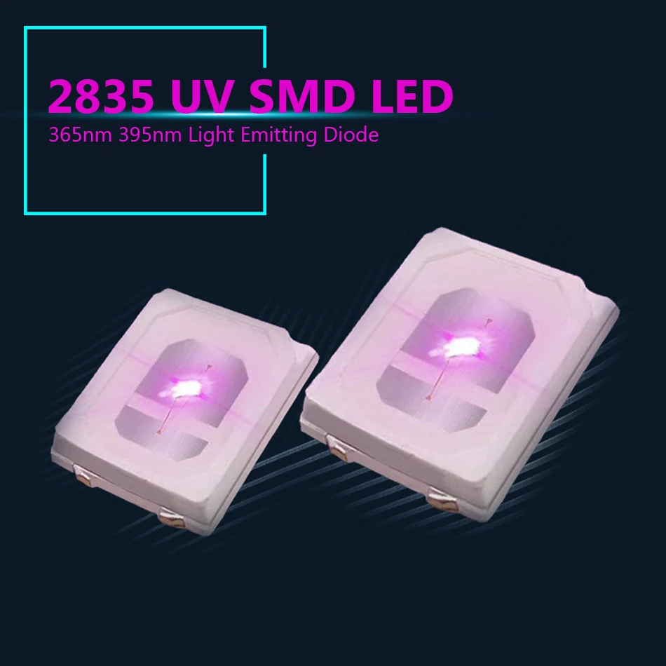 Lámparas de chip de luz ultravioleta púrpura SMD 2835 3528, 0,5 W, 0,2 W, 395 nm, 365 nm, diodo emisor de luz LED, bombilla LED.