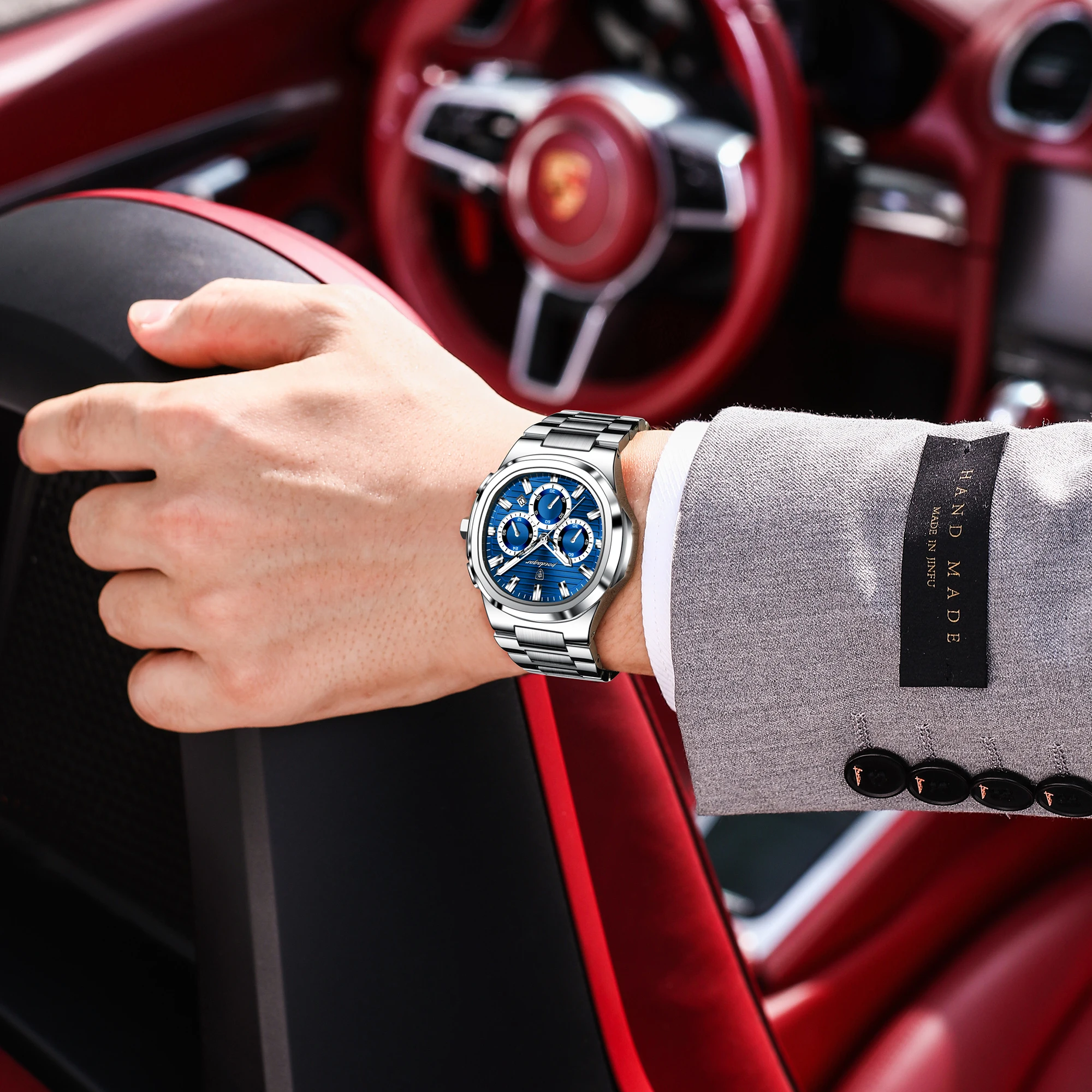 Reloj POEDAGAR de Lujo para Hombre, Resistente al Agua, de Acero Inoxidable, Luminoso, con Fecha, Cronógrafo, de Cuarzo, para Negocios