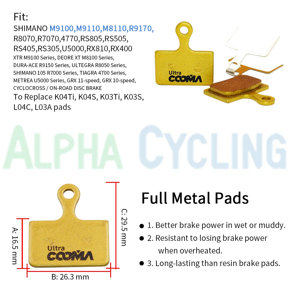 10 Pares/20 Piezas, Pastillas de Freno de Disco para Bicicleta, Completamente Metálicas, para SHIMANO, SRAM, AVID, HAYES, Magura, Formula, Hope y Scooter