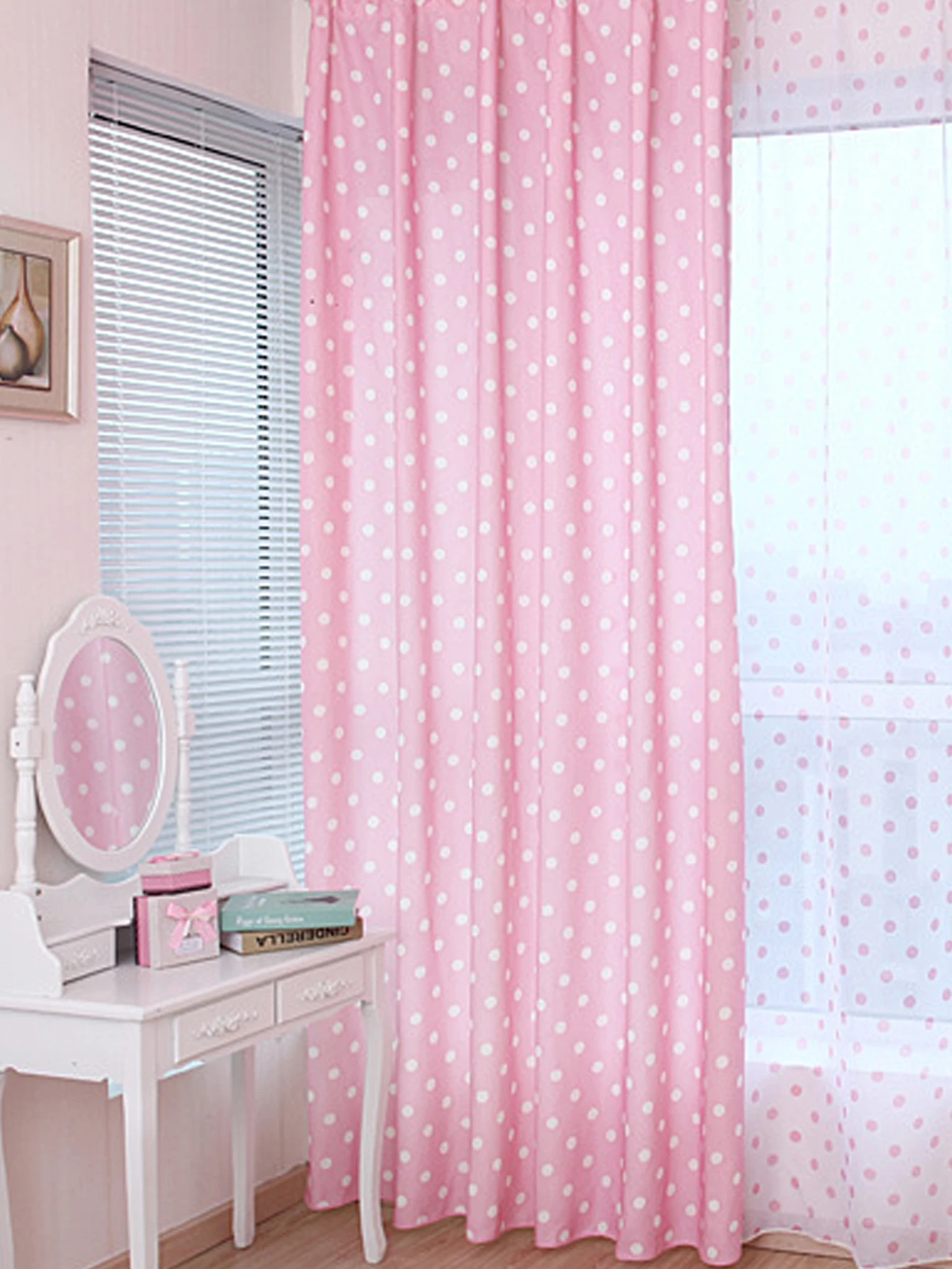 Cortinas de puntos redondas izquierda y derecha de campo fresco de estilo coreano 1 pieza