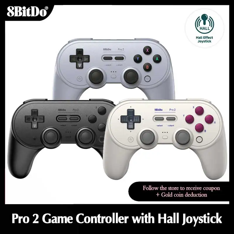 8bitdo-mando de juego Pro2 con Bluetooth, mando inalámbrico con efecto Hall para Nintendo Switch,Pc,MacOS,Android,Steam,Raspberry Pi