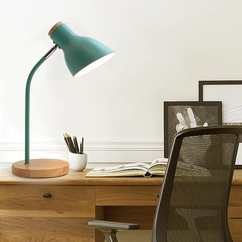 Lámpara LED nórdica creativa para sala de estar, decoración de escritorio de aprendizaje de macarrón moderna y sencilla de madera maciza