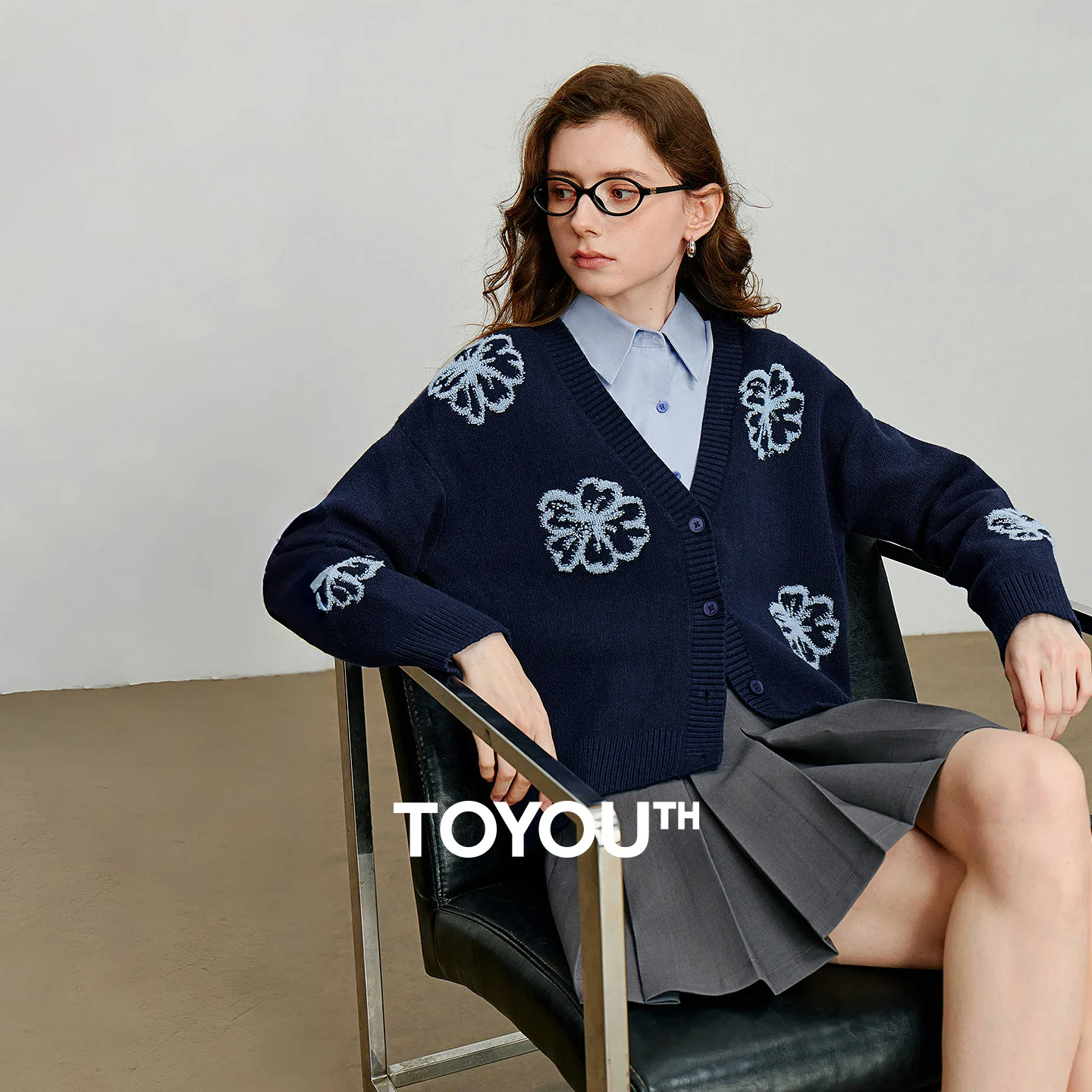 TOYOUTH-cárdigan de punto para mujer, suéter de lana con una botonadura y cuello en V de terciopelo verde, Tops, otoño 2025