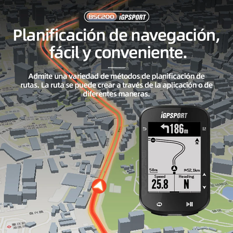 Ordenador inalámbrico para bicicleta, GPS IGPSPORT-ordenador inalámbrico BSC200 bsc 200 para bicicleta, velocímetro con GPS, odómetro,  pulgadas, ANT + APP, sincronización de pendiente, altitud Español Lengua española