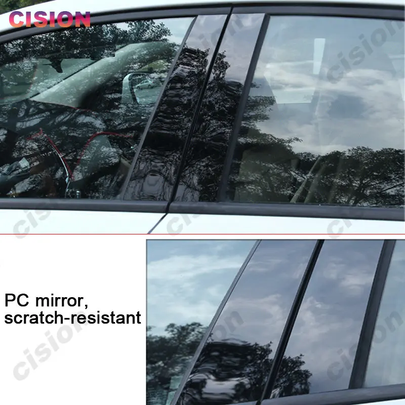 Columna de puerta de ventana con efecto espejo negro brillante, Columna B C, pilares, cubierta de poste, embellecedor para BMW serie 5, G30, 2017-2023, pegatina de PC de fibra de carbono