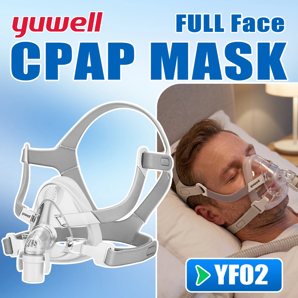 YuWell YF-02 máscara Cpap con casco máscara completa Auto CPAP APAP BIPAP para máquina de respiración de aire médica Apnea del sueño antironquidos