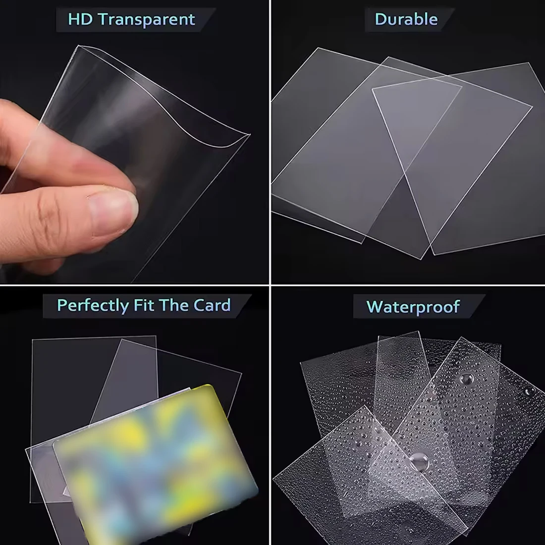 Fundas transparentes para tarjetas de 66x91mm, 100/300 Uds., protector de tarjetas transparente, bolsas de almacenamiento a prueba de arañazos y polvo para tarjetas de juego coleccionables