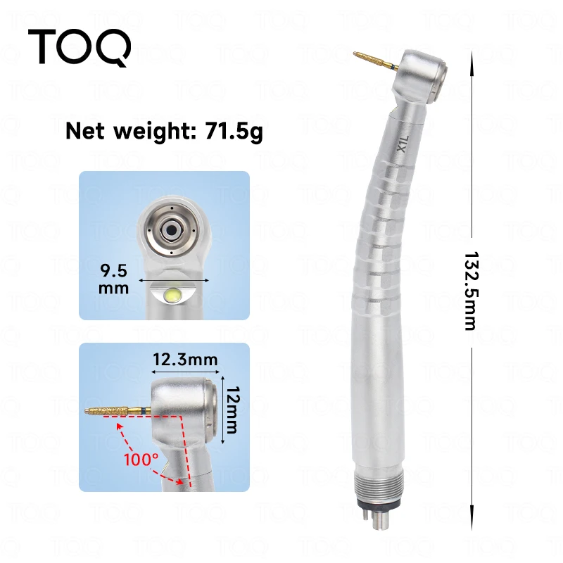 Pieza de mano dental X1L LED de alta velocidad con cabezal de torque, turbina de aire, generador eléctrico, rodamiento cerámico, puntas para dentista, triple pulverización de agua, 2/4 orificios