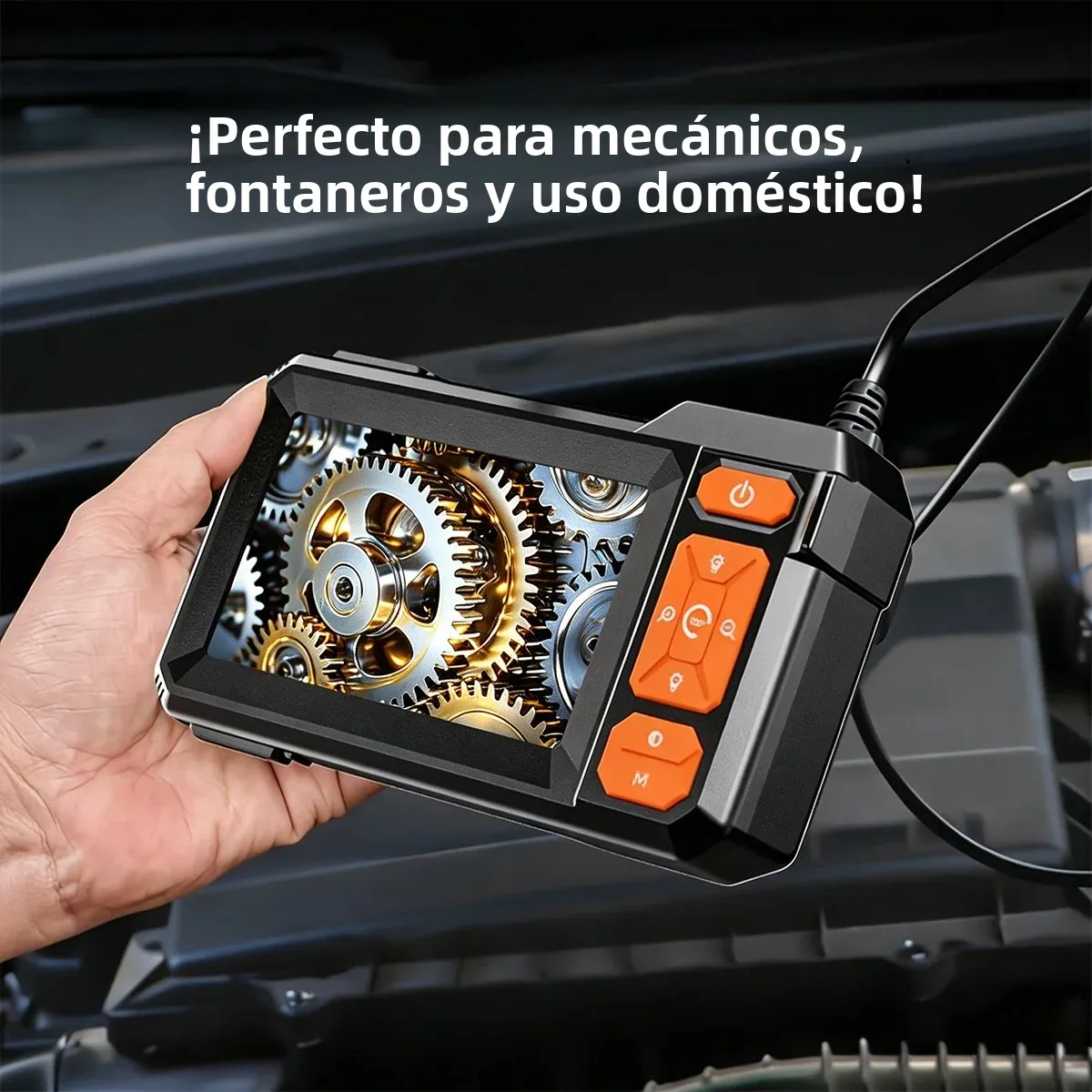 Cámara Endoscópica Industrial con Pantalla IPS de 4.3 Pulgadas, 8mm HD1080P, IP67 Impermeable, 8 Luces LED, Boroscopio de Inspección para Reparación de Tuberías y Automóviles