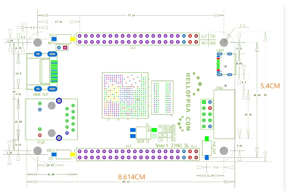 ZYNQ 7020 Sistema Mínimo FPGA XILINX (Smart Zynq SL Original) XC7Z020-CLG484 Placa de Desarrollo