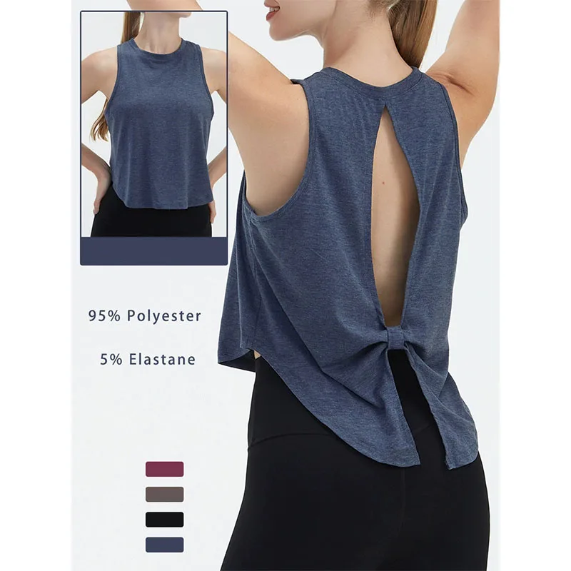 Top corto Sexy de verano para mujer, camiseta deportiva sin mangas para Yoga y Fitness, Top deportivo de secado rápido de Color sólido para correr, camiseta deportiva para entrenamiento en gimnasio, S-XXL