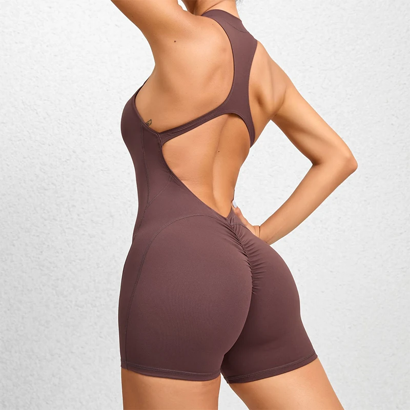 Mono Deportivo Corto de Verano sin Mangas para Mujer, Conjunto de Gimnasio, Ropa de Yoga, Traje de Una Pieza para Ejercicio, Bodysuit para Recreación al Aire Libre