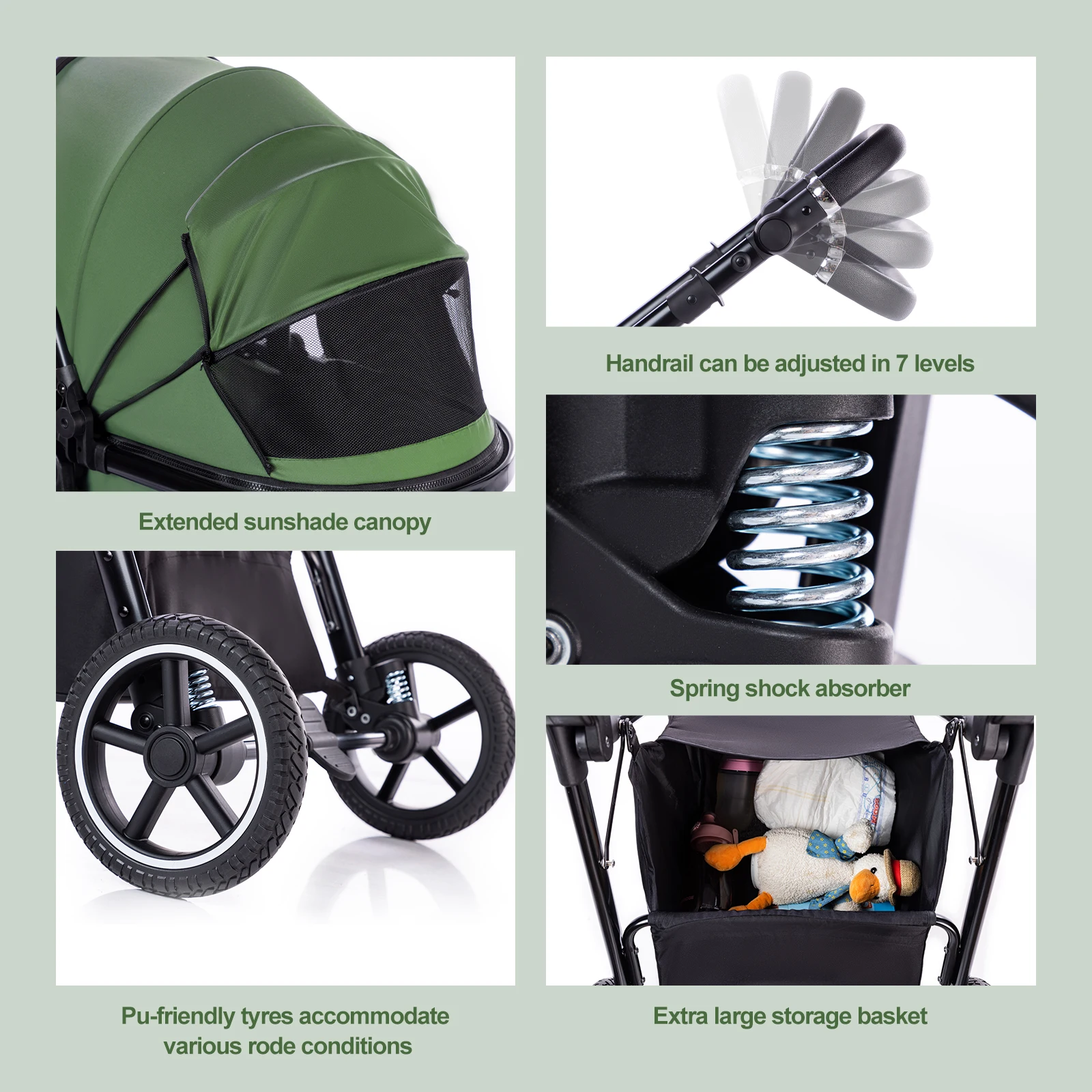 Cochecito de Bebé 3 en 1, Plegable Fácilmente, Multifuncional, Portátil para Viajes, Asiento de Seguridad, Estándar Europeo para Recién Nacidos