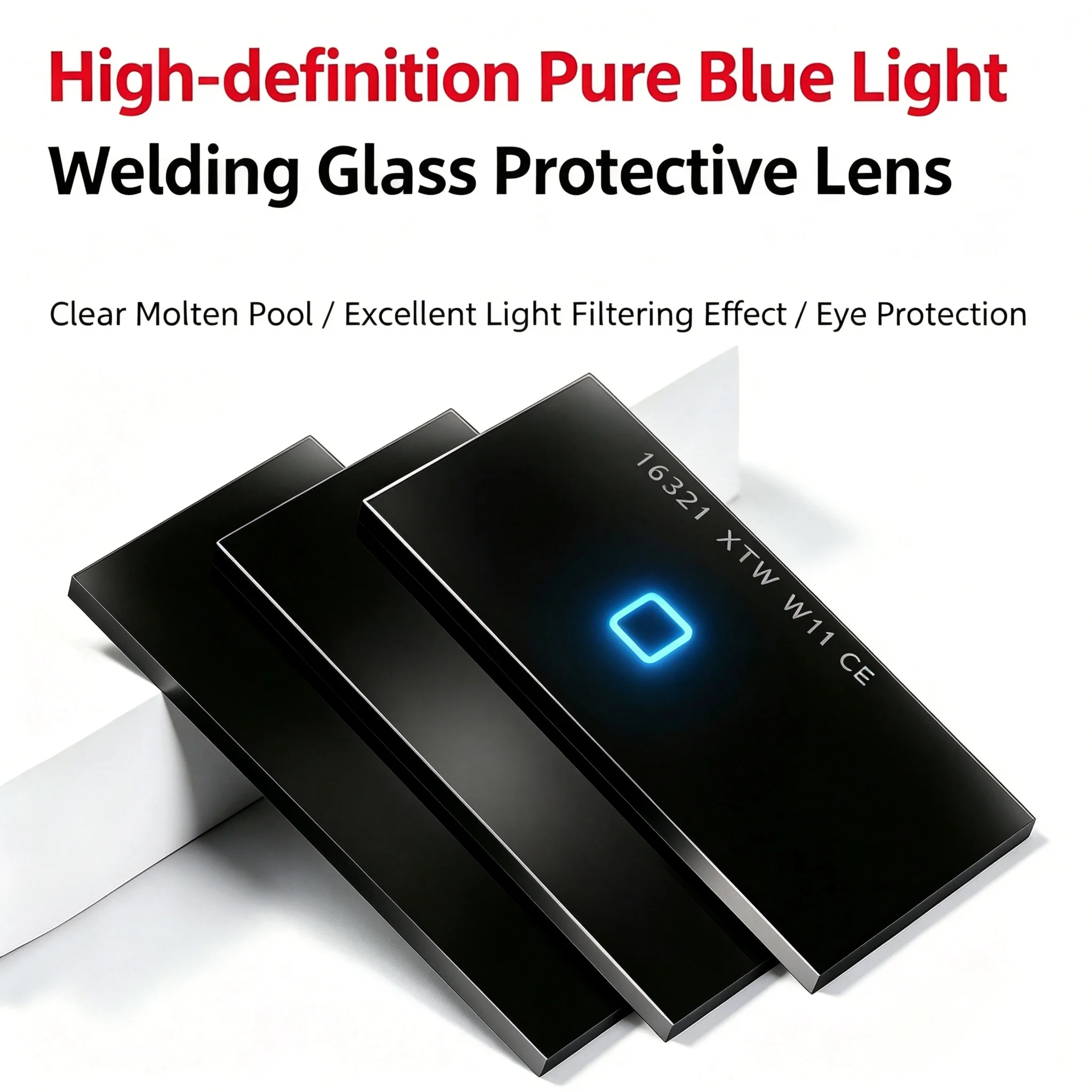 Lente de Filtro para Soldadura, Tono Azul Ultra 9 # 10 # 11 # 12 placas protectoras de vidrio para soldadura con luz azul pura para casco de soldadura