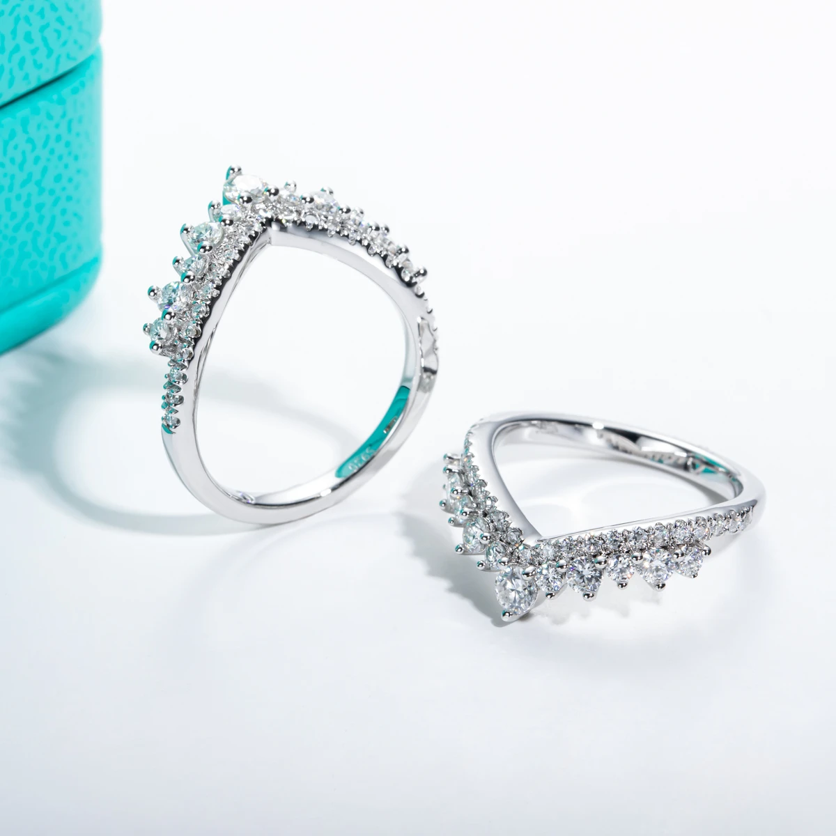 AnuJewel 3mm D Color Moissanite en forma de corazón alianzas de boda 18k chapado en oro 925 juego de anillos nupciales de plata esterlina para niñas joyería