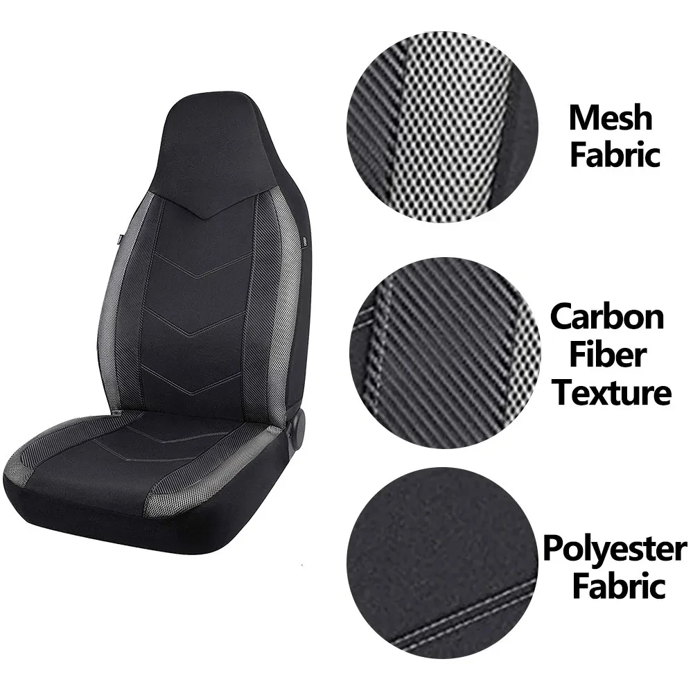 Fundas para asientos de coche de tela de malla de aire con respaldo alto, Airbag de diseño deportivo Compatible con la mayoría de los cojines del asiento de la furgoneta del camión Suv del coche