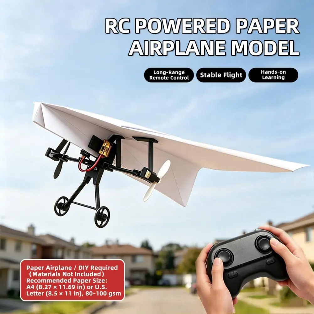 Avión de Papel con Control Remoto, Kit Eléctrico, Plegable, de Largo Alcance, Vuelo Estable, Ultraligero, Juguete para Exteriores