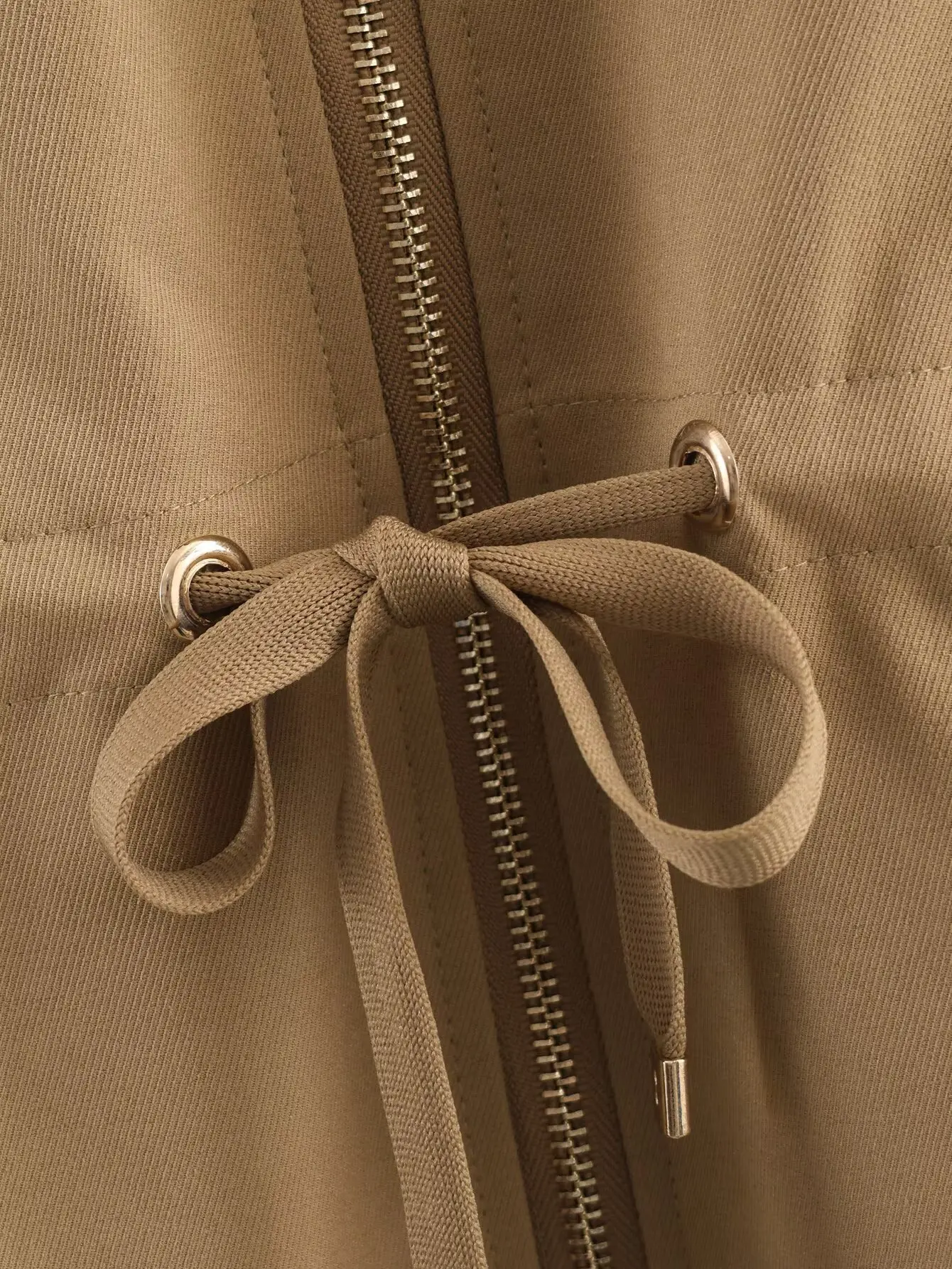 HH, pantalones informales para mujer, trajes de manga larga, cazadora con cremallera sólida + Pantalones con cordón, moda de otoño, ropa de Safari, conjunto caqui