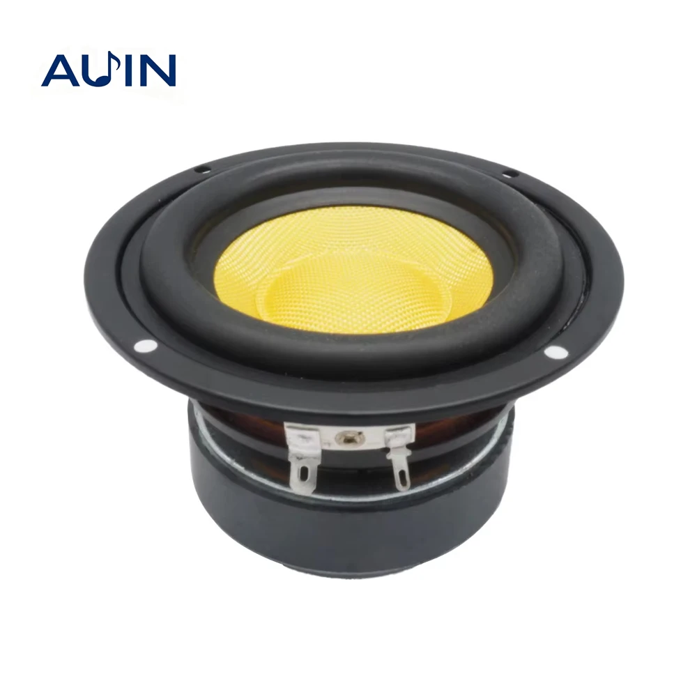 AUIN 1 Pieza 115MM 4 Pulgadas 4 Ohmios 40W Altavoz de Rango Medio Woofer Hifi Audio Bajos Fibra de Vidrio DIY Altavoz Redondo para Estantería
