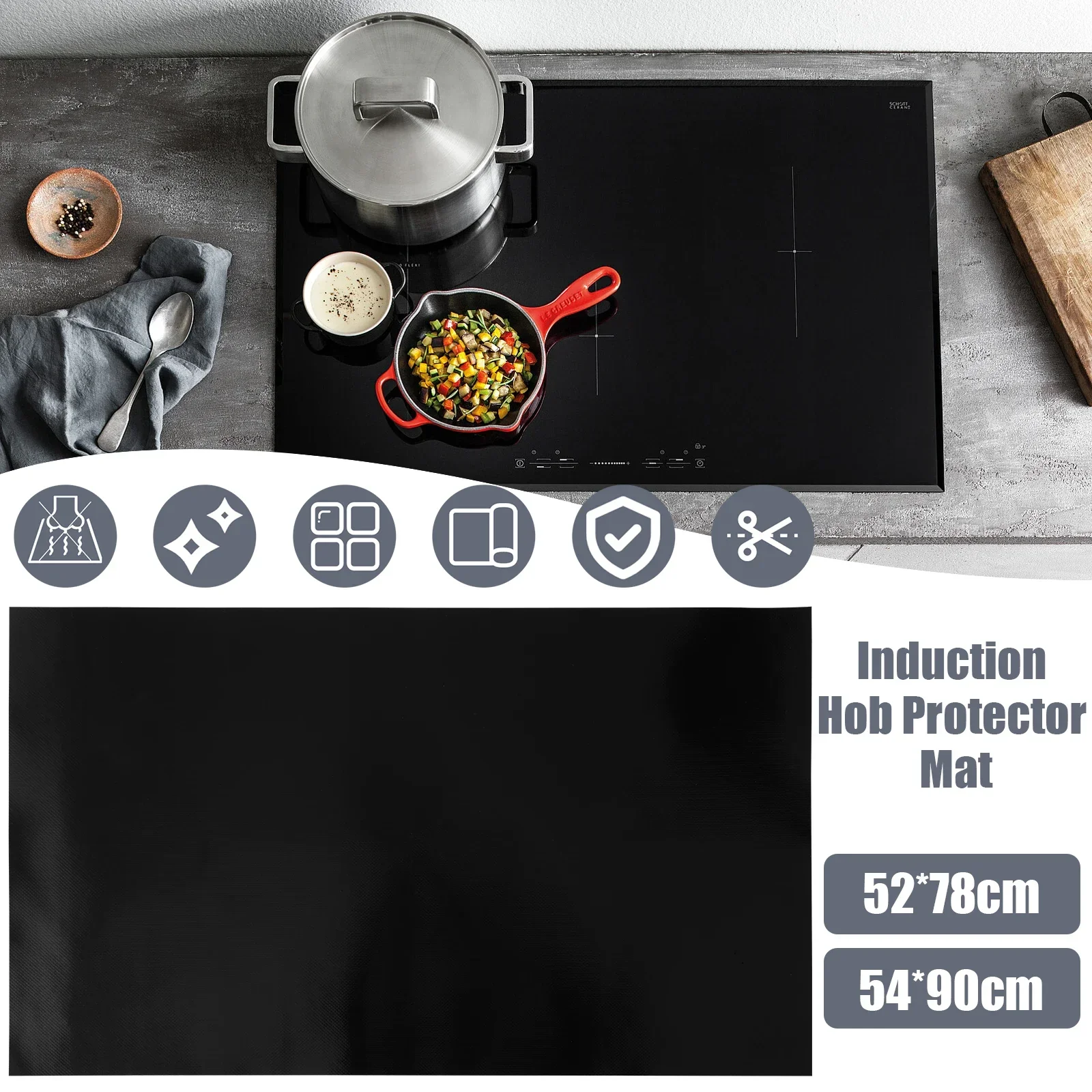 Estera protectora de placa de inducción, cubierta grande de silicona para tablero de cocina de inducción, antiadherente, resistente al calor, para encimera, nuevo