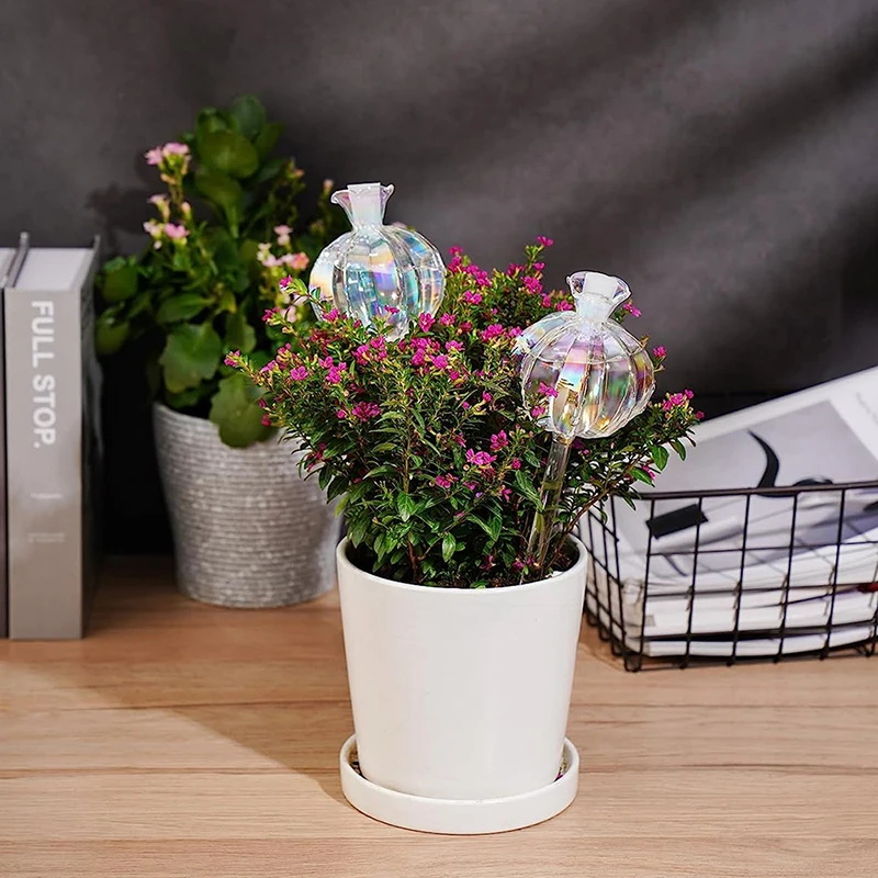 Bombillas de riego automático de plantas de vidrio, gotero de agua con forma de flor, dispositivo ligero para plantas de interior, sistema de riego por goteo