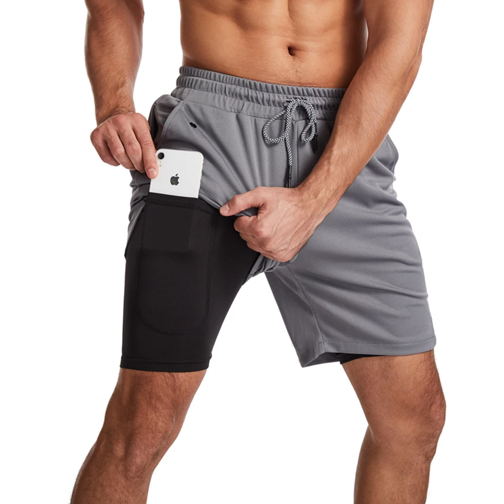 Pantalones cortos GITF 2 en 1 para hombre, pantalones cortos deportivos para correr de 7 pulgadas, pantalones cortos de entrenamiento de secado rápido, pantalones cortos de entrenamiento para correr lento, pantalones cortos de gimnasio para Fitness