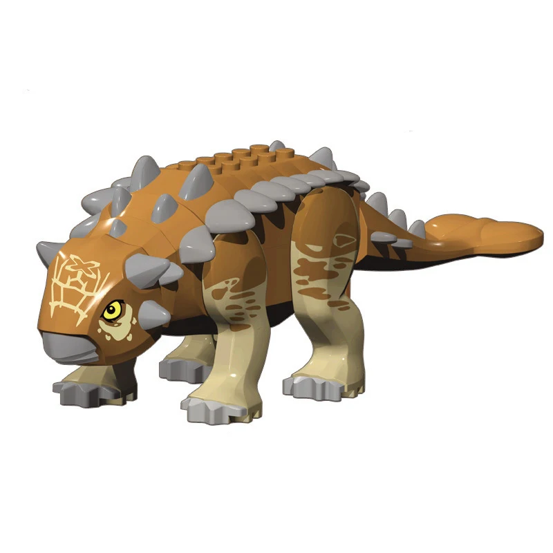 Figura de Acción de Anquilosaurio Marrón (También Conocido como Lagarto Duro) de la Serie Jurásica, Modelo MOC DIY, Juguete para Niños, Regalo
