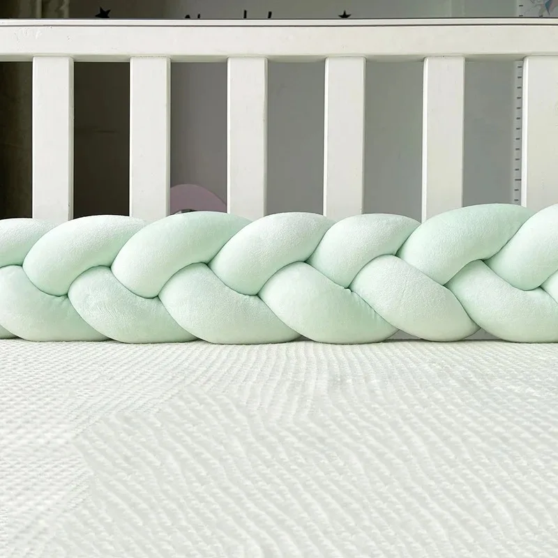 Parachoques de cama de cuerda trenzada suave para bebé de 1,3 M, tira de riel de cuna anticolisión, cojín transpirable antideslizante seguro para parachoques de cama de niños pequeños