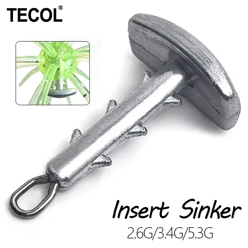 TECOL 5PCS 2.6G 3.4G 5.3G Plomos de pesca con anclaje y bloqueo antideslizante, tipo erizo de mar, para cebo blando y esponjoso