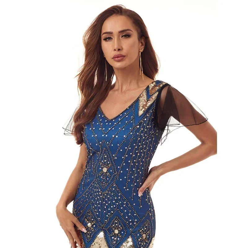 Nuevo vestido Retro de lujo de los años 20 para mujer, vestido de noche largo con borlas y lentejuelas, vestido de novia, disfraz de Cosplay para escenario