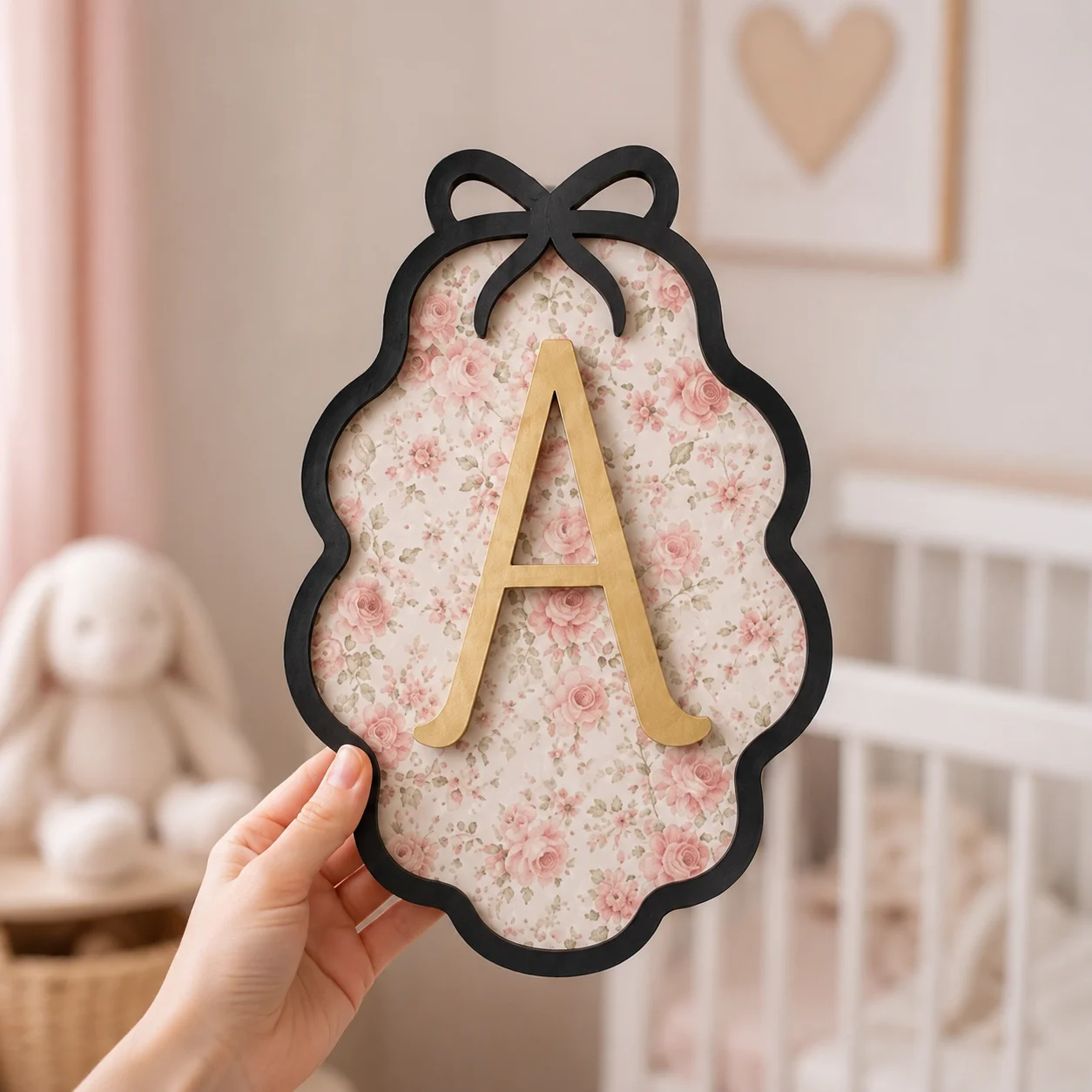 1 placa de madera con letra personalizada y diseño floral, decoración para pared de casa, habitación u oficina, pintable, regalo de cumpleaños o boda