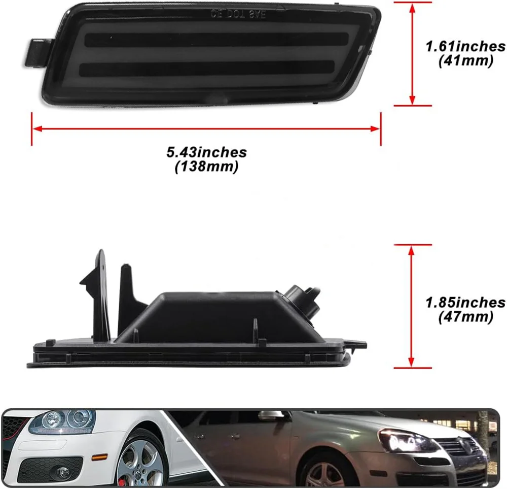 Luces LED de estacionamiento para guardabarros delantero de coche, luces de estacionamiento para VW Volkswagen MK5 Golf/GTI Rabbit Jetta R32 MK6 Golf TDI, color ámbar/blanco