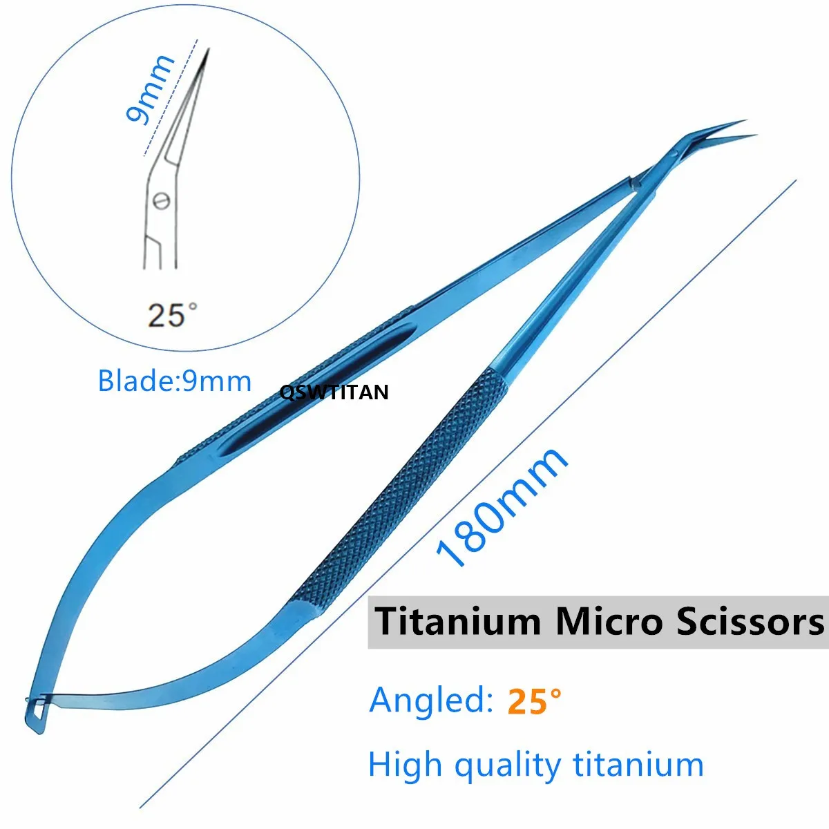 Tijeras microquirúrgicas de titanio en ángulo, instrumentos cardiovasculares