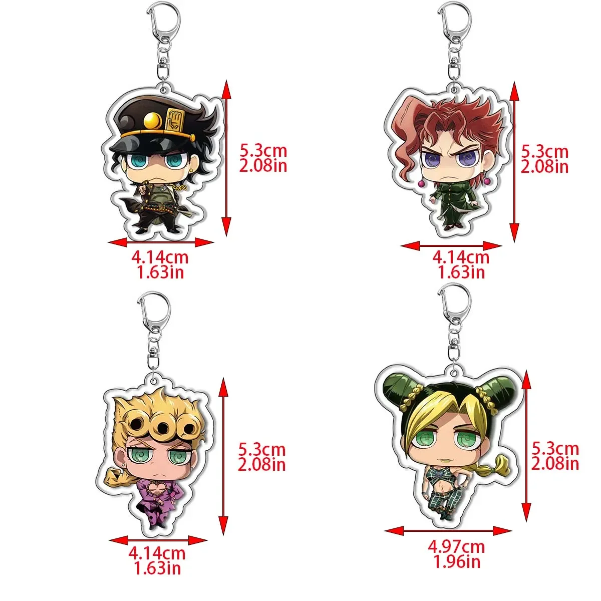 5/8 unids/set Anime JOJO Bizarre Adventure llavero para accesorios lindo bolso colgante llavero acrílico dibujos animados al por mayor
