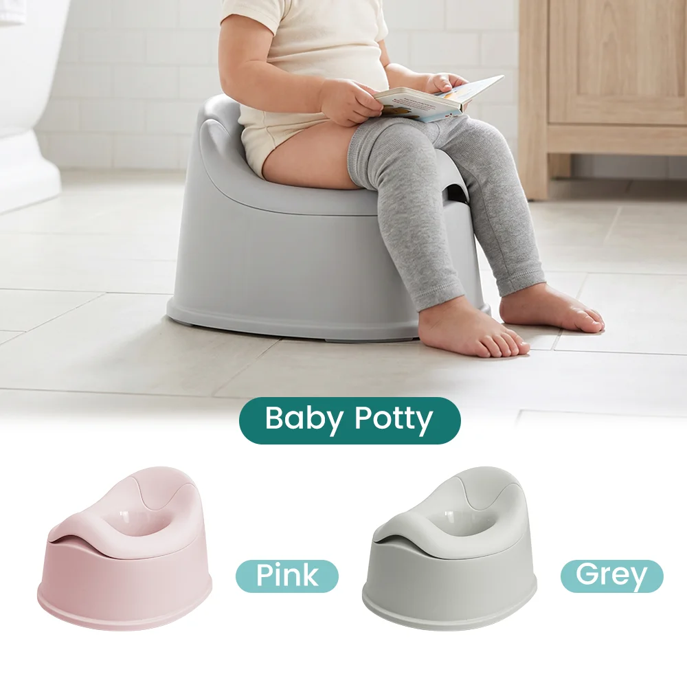 Inodoro Ergonómico para Bebés, Silla de Inodoro Elevada con Base Antideslizante, Fácil de Limpiar, Rosa/Gris