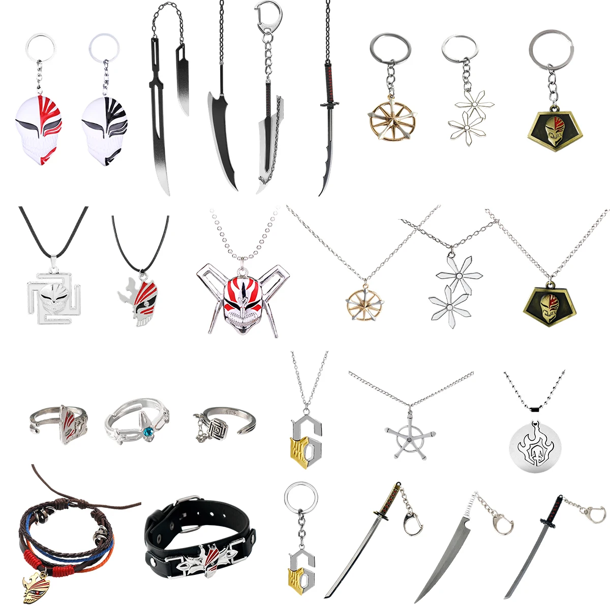 Accesorios de Anime, Mini Espada de Kurosaki Ichigo, Llavero, Collar con Máscara de Muerte, Joyería de Moda para Cosplay, Regalo para Fans